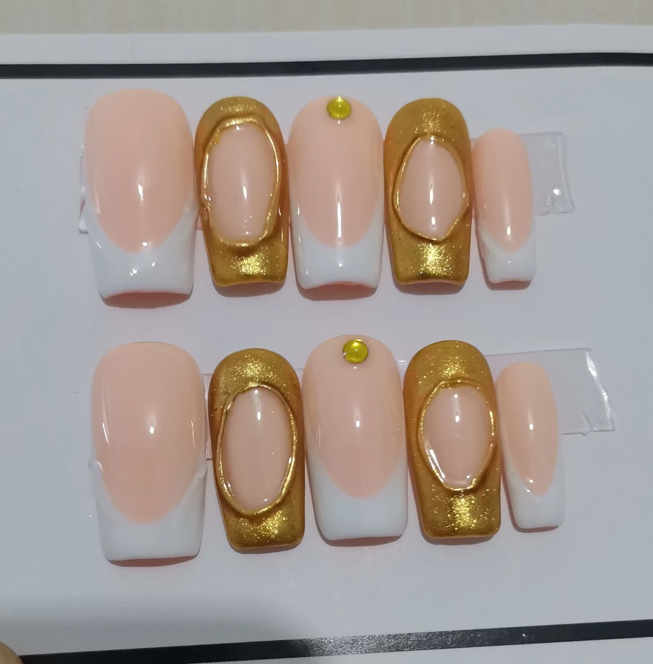 Short Square False Nails Handpainted Pattern Handmade Nails Luxury Acrylic Press On Nails Wholesale