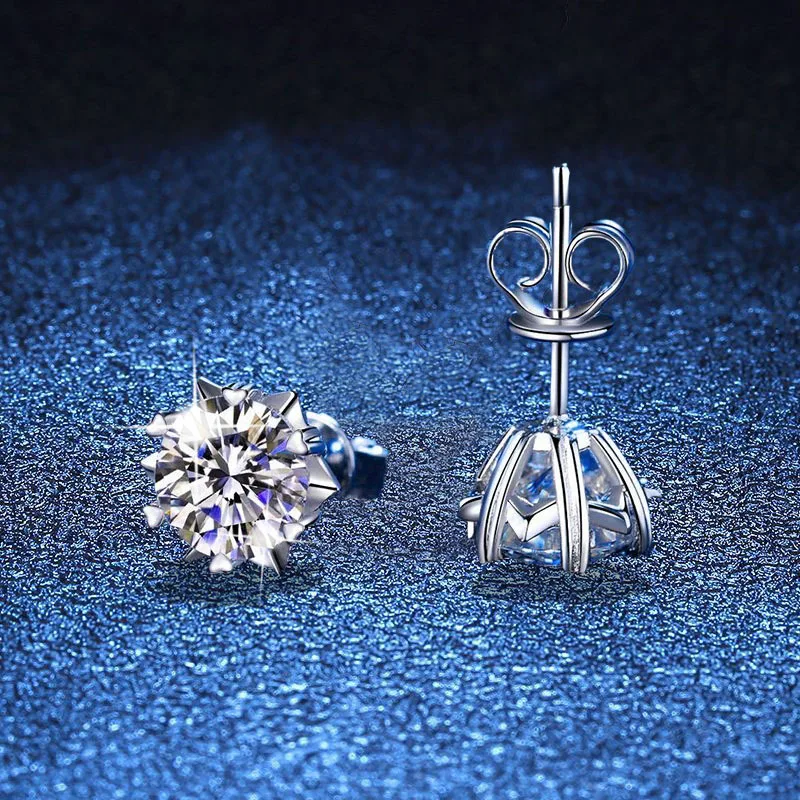 Snowflake Hexagram Stud Earrings Women's PT950 Platinum 1Ct Moissanite - Star-snow blend,  platinum shows light luxury taste