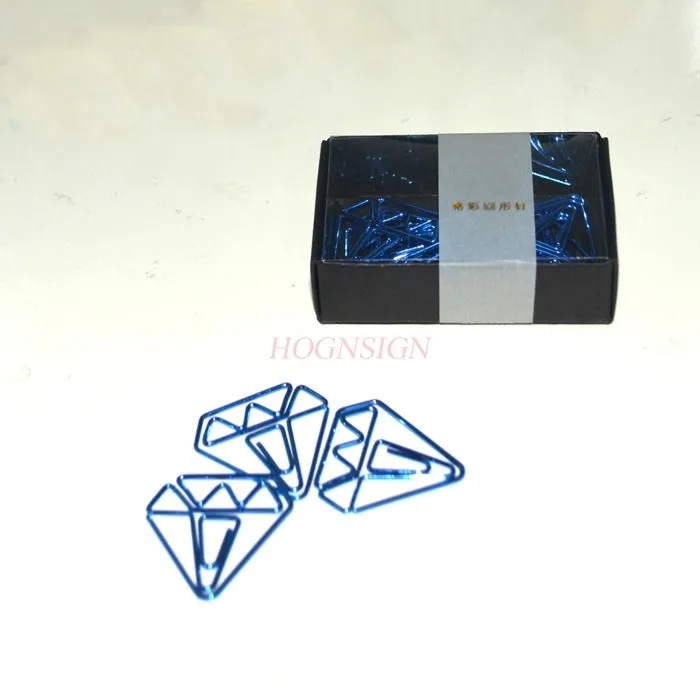 8pcs Colorful Blue Plated Diamond Paper Clips Blue Pins Creative Student Stationery