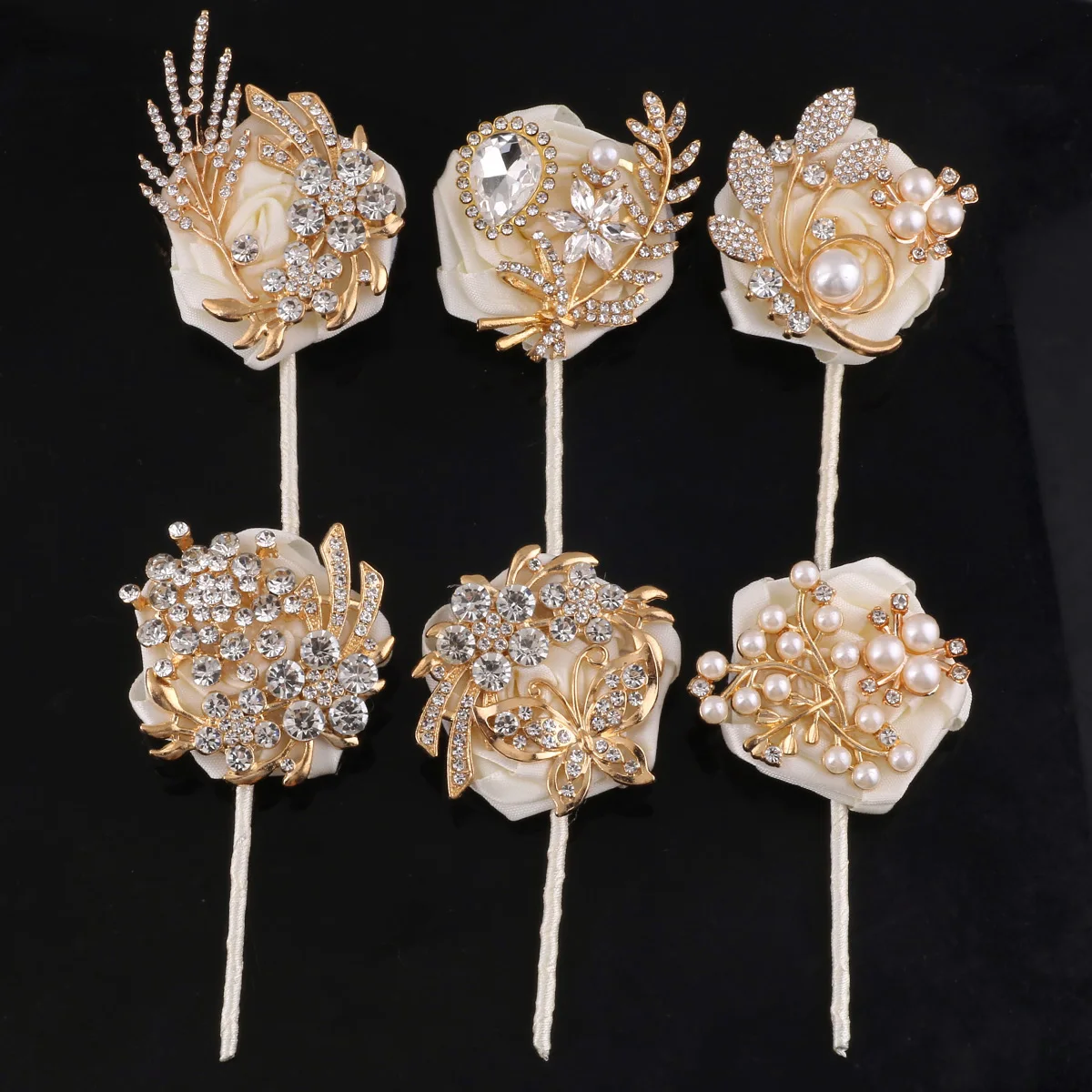 

Girls Party Dinner Dress Corsage Accessories Men's Suit Brooch Luxury Diamond Pearl Wedding Church corsage XH916A/B