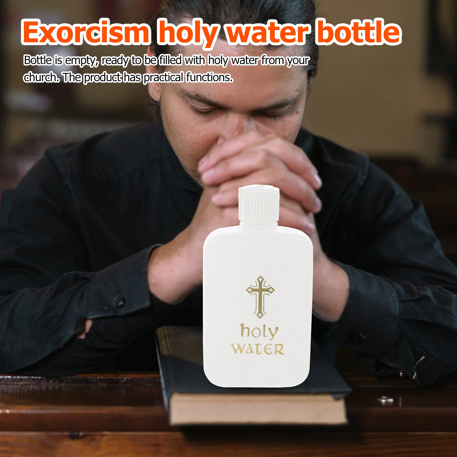 6 Pcs Holy Water Bottle Exorcism Bottles Plastic Container Refillable Church Decorative Accessories Bride Gold Cross