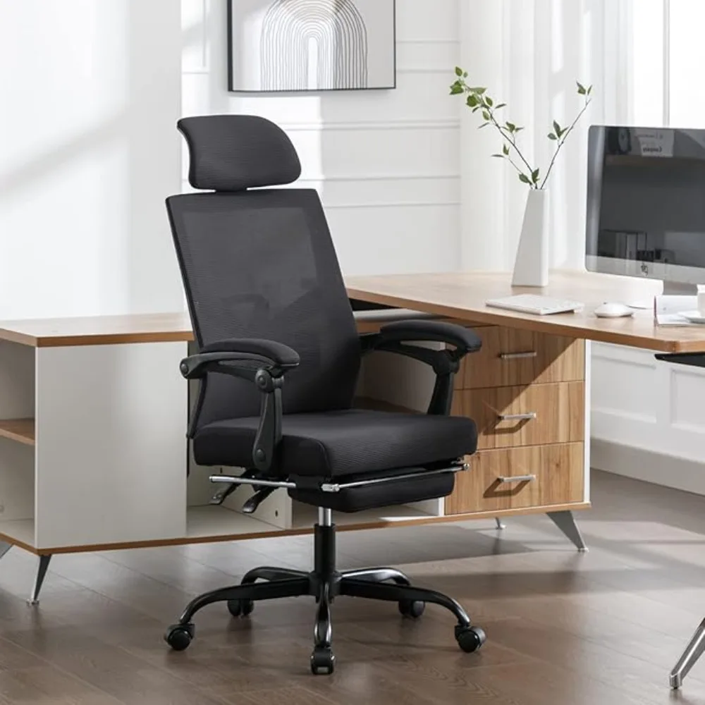 

home office desk chair, headrest and backrest 90-135 adjustable, computer executive desk chair with wheels