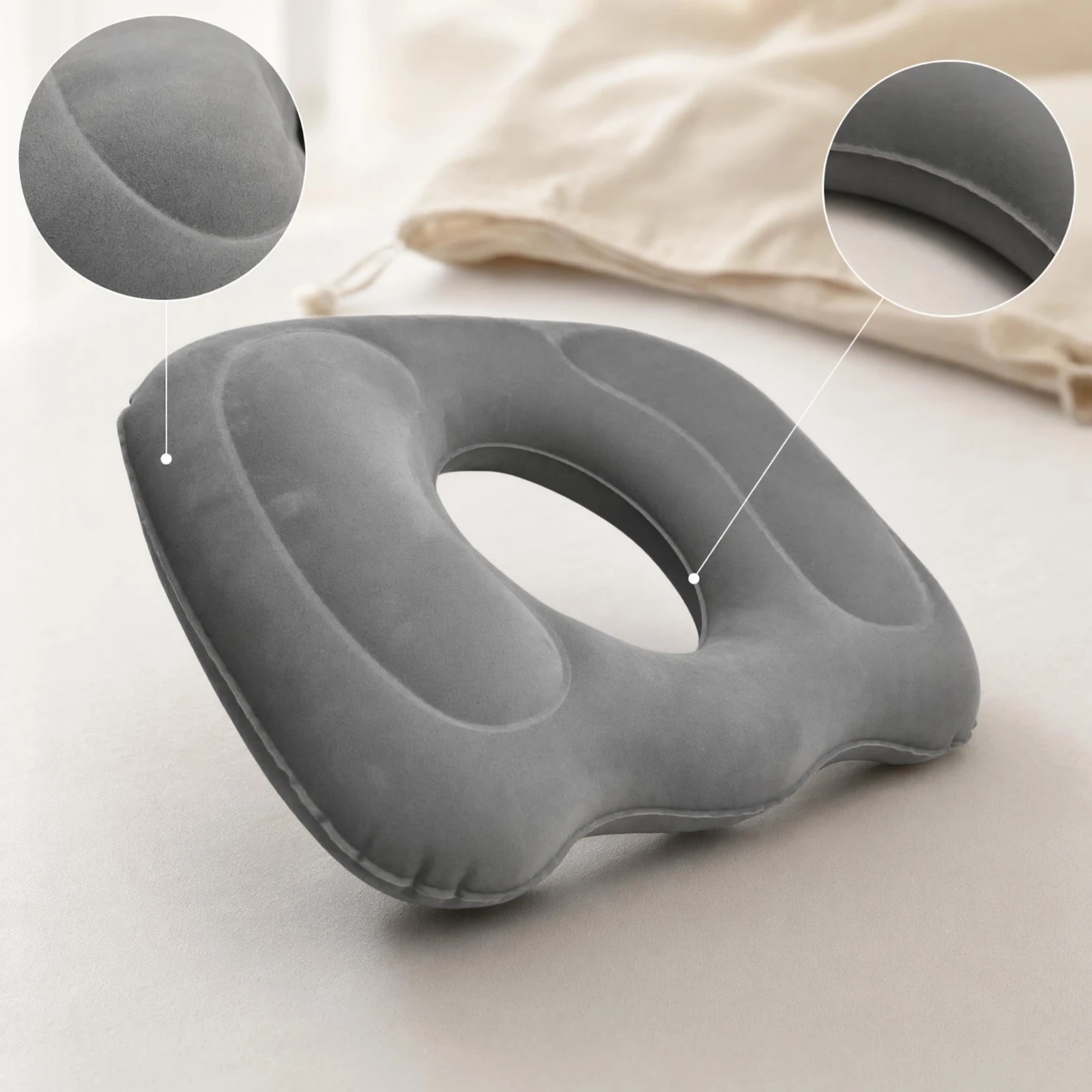 Inflatable Donut Cushion Easy to Inflate Inflatable Seat Cushion Donut Pillow Ergonomic Travel for Wheelchair Users, Wheelchairs