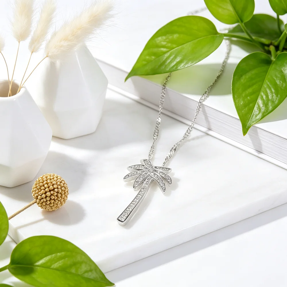 Genuine 925 Sterling Silver New Promotion Engagement Jewelry CZ Necklaces Pendants Tree Shape Russia Style Choker