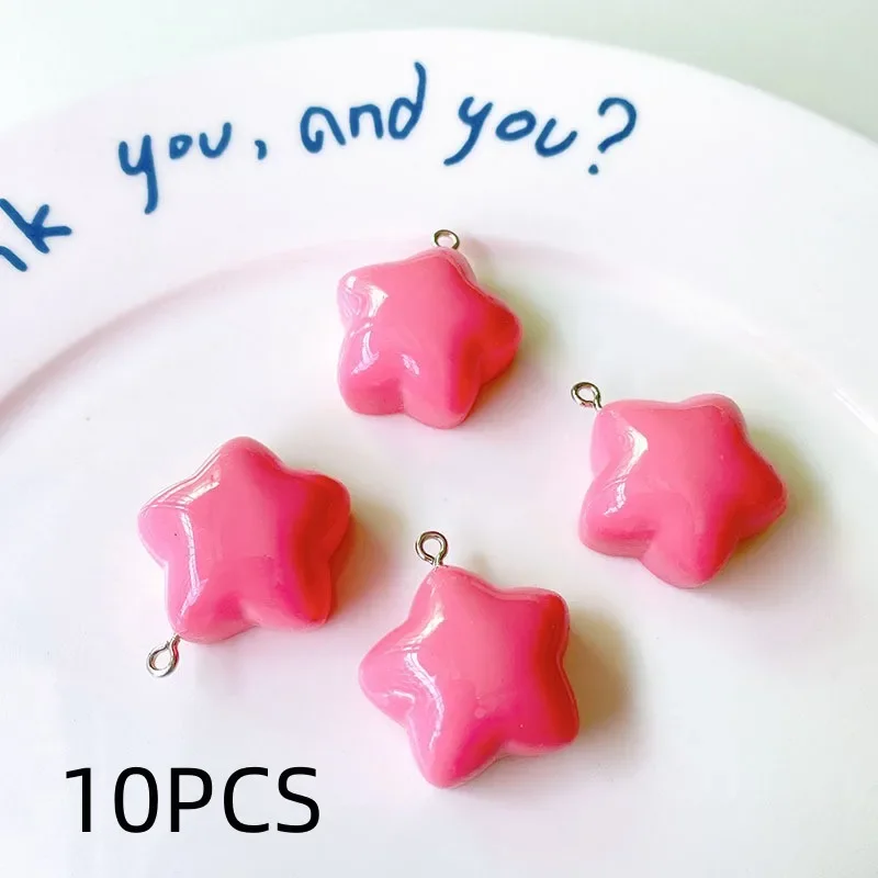 10 قطعة قلادة خماسية ثلاثية الأبعاد من الراتنج الملون الحلوى ، قلادة خماسية جميلة ، إكسسوارات قلادة على شكل نجمة ملونة 2025 #6