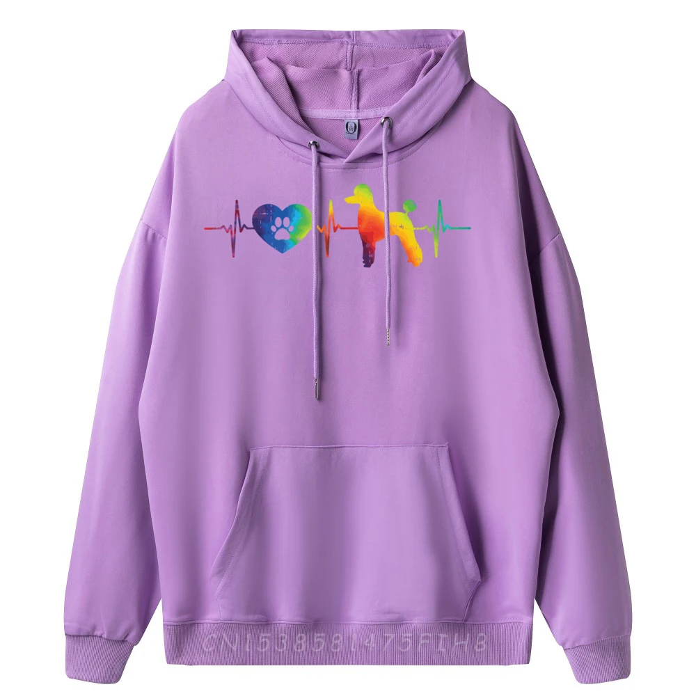 Heartbeat Paw Poodle Tie Dye Hippie Pet Dog Lover Owner Mens Designer Clothes Classic and versatile Men's Polyester Hoodie