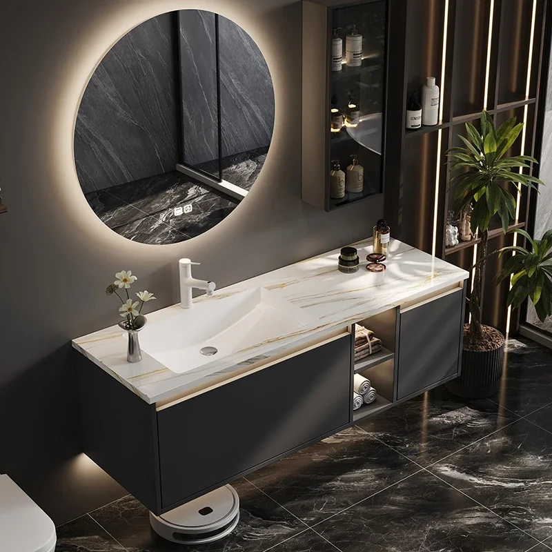 

Bathroom Cabinet Combination Ceramic Rock Slab Custom Bathroom Sink Cabinet