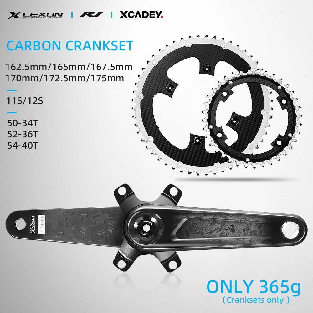 2024 LEXON XCADEY Power Meter Base Road Carbon Cranksets 29mm Spindle 165/167.5/170/172.5/175MM Ultralight Chainring 52-36T