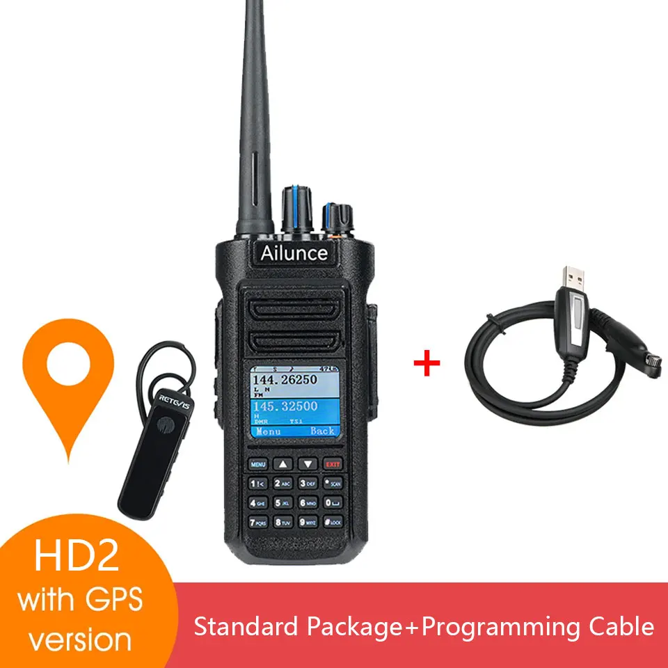 Топ! HD2 Walkie Talkie DMR Walkie-Talkie UHF VHF Ham Двусторонняя радиостанция IP67 Водонепроницаемый трансивер дальнего действия