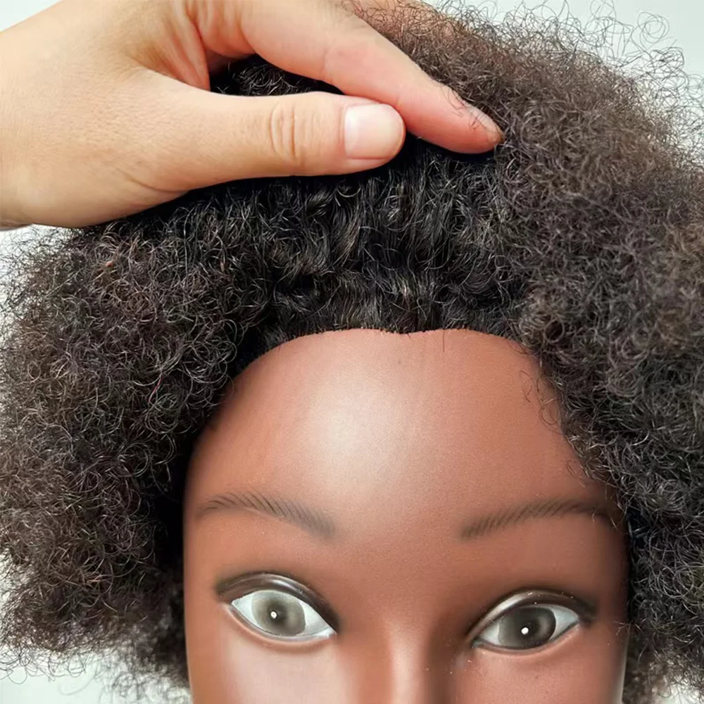 6inches Afro Mannequin Head 100% Real Hair Traininghead Styling Head Braid Hair Dolls Head for Practicing Cornrows and Braids