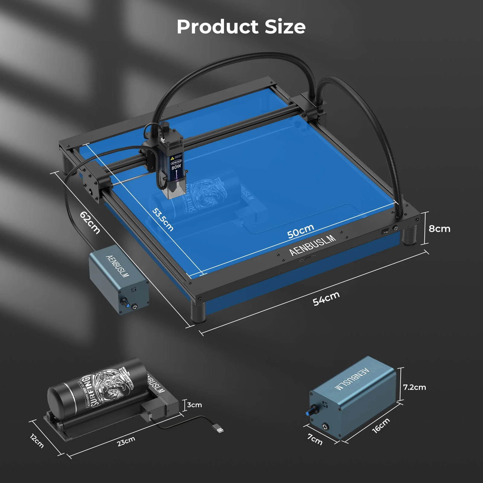 AENBUSLM CNC Laser Engraver With Wifi Offline Control 80W 450nm Blue Light Laser Engraving Cutting Machine DIY Woodworking Laser