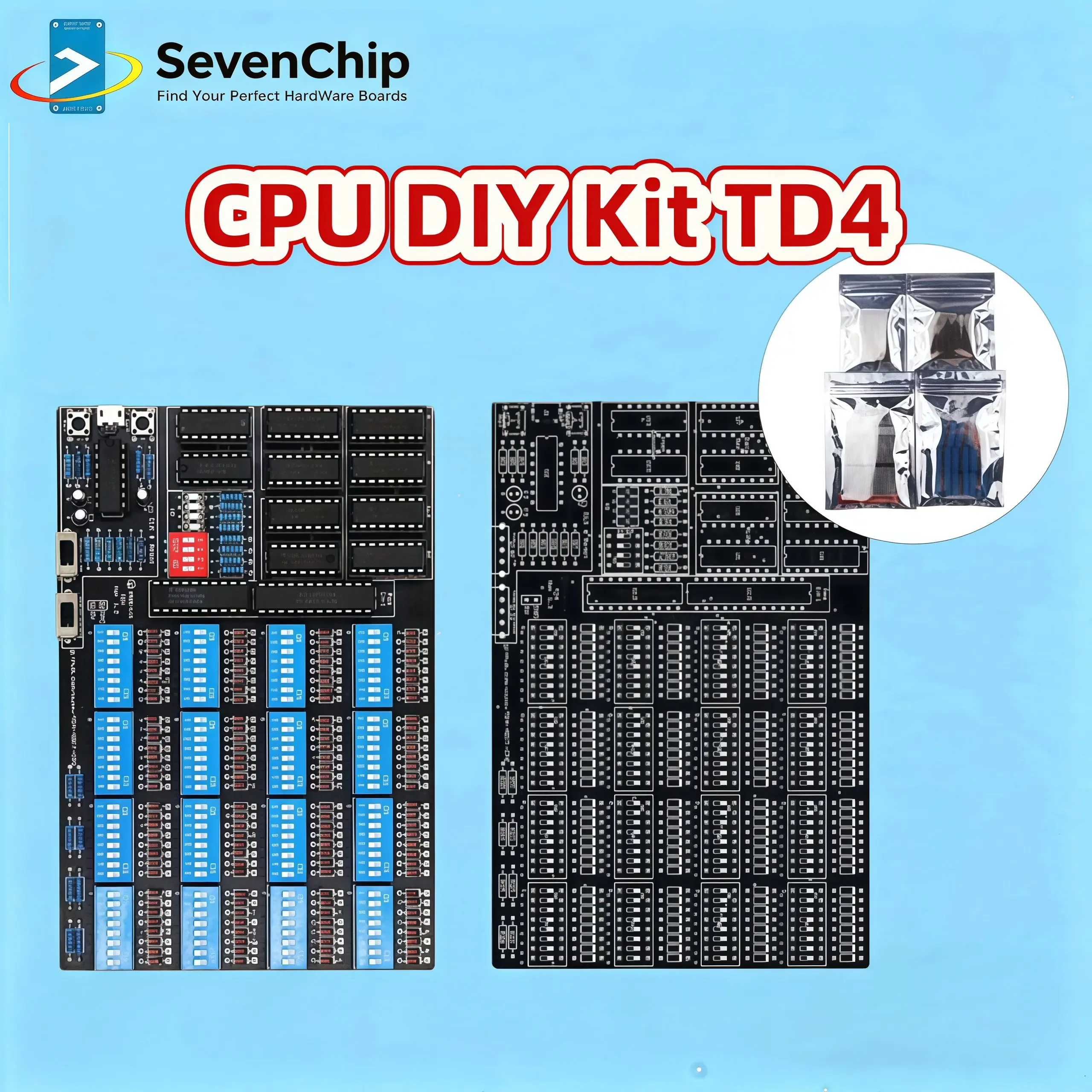 

ChipSeven CPU DIY Kit TD4 CPU Make A Simple 4-bit CPU By Yourself Open Source Software Hardware PCB and All Components Soldered