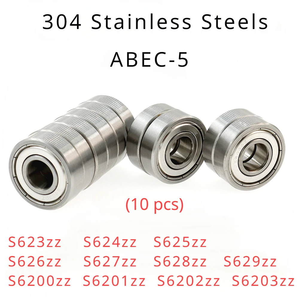 

Veekaft High Performance 304 Stainless Steel ABEC-5 Miniature Deep Groove Ball Bearings - S623zz To S6203zz of 10pcs