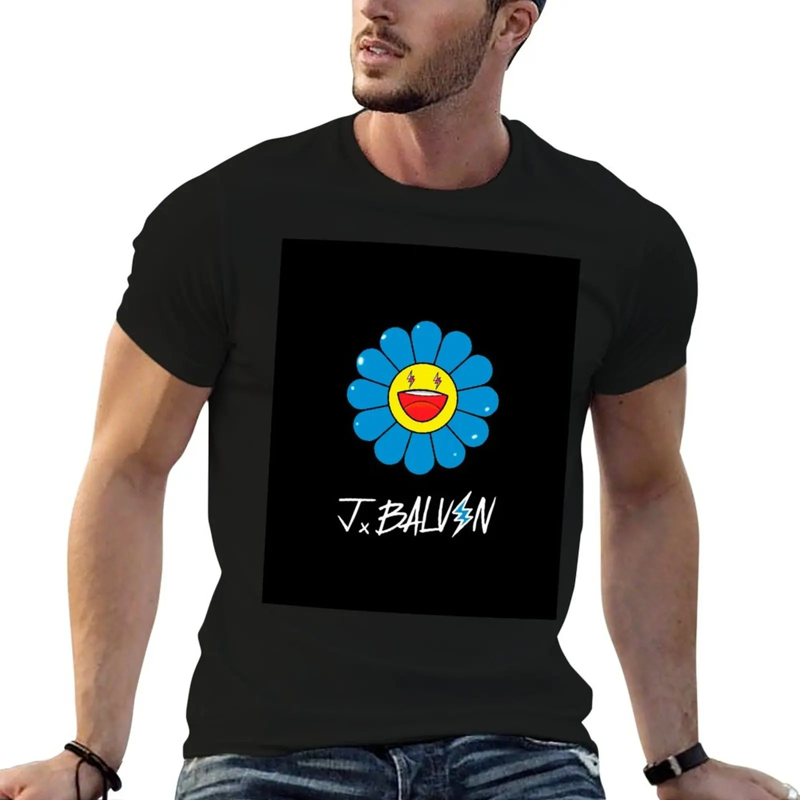 Camiseta Arcoiris Blue, Azul-J Balvin (Jeismary Rivera) camisetas de algodão de alta qualidade para homem, camiseta de algodão de alta qualidade
