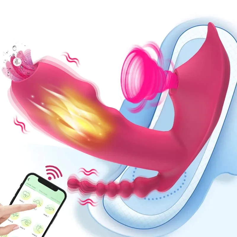 

APP Remote Control Heatable G Spot Vibrator Sucker Clit Stimulate Vaginal Tongue Licking 3 in 1 Sex Toys for Women Adult Goods