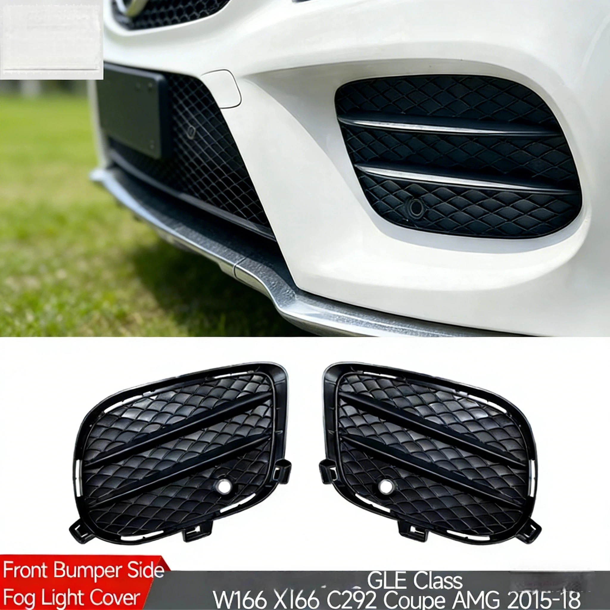 

Front Bumper Side Air Intake Vent Frame Fog Light Lamp Cover Grille For Mercedes-Benz GLE Class W166 X166 C292 Coupe AMG 2015-18