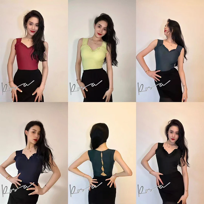 

Summer New Latin Dance Tops Sleeveless Leotards Women Adult Ballroom Dance Practice Clothes Rumba Samba Dance Clothing DNV18457