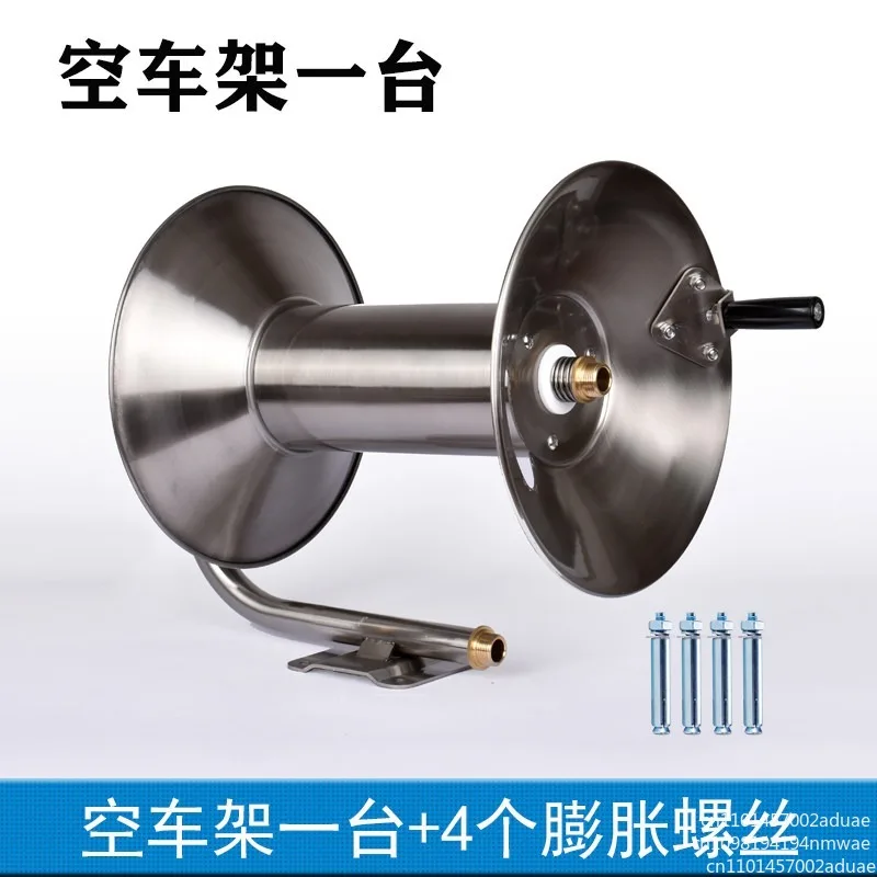 Stainless Steel Garden Reel Heavy Duty Wall Mounted Metal Water Hose Reel 130 Feet 1/2 inch Hose Capacity Hose Trolley