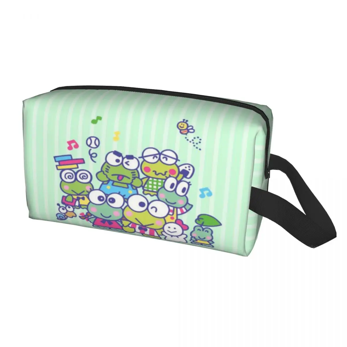 Custom Travel Keroppi Characters Toiletry Bag Kawaii Makeup Cosmetic Organizer Women Beauty Storage Dopp Kit Case