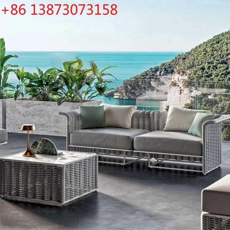 Outdoor sofa courtyard terrace simple rattan sofa waterproof sunscreen designer sales department balcony rattan chair furniture