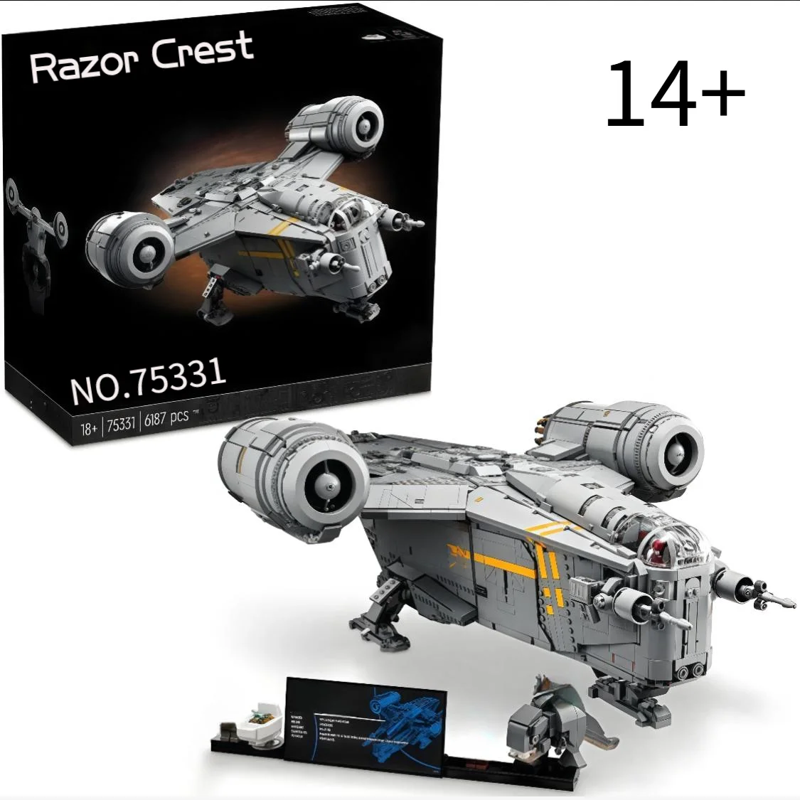 6187 Stück Star Battle Large The Razor Crest Mandalorian's Iconic Ship Model 75331-Bricks Assemble