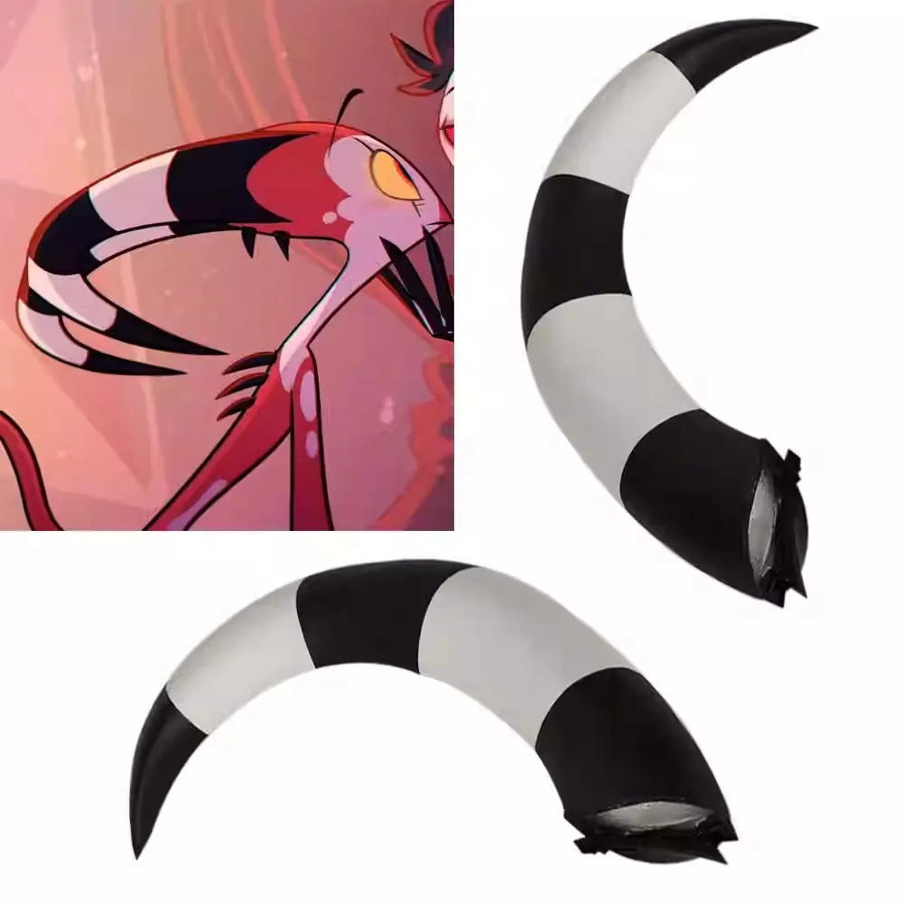

Game Helluva Boss Blitzo Cosplay Headband Devil Horn Headwear EVA Black White Hairpin Unisex Helmet Halloween Accessories Prop