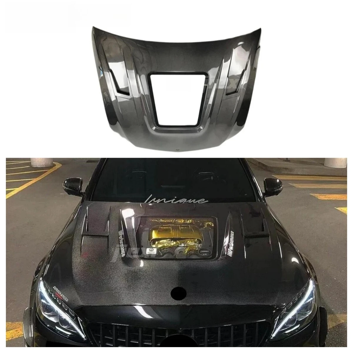 

IMP Style Carbon Fiber Transparent Engine Hood For Mercedes Benz W205 C Class C300 C43 C63 2015+ Engine Bonnte Lid Body Kit