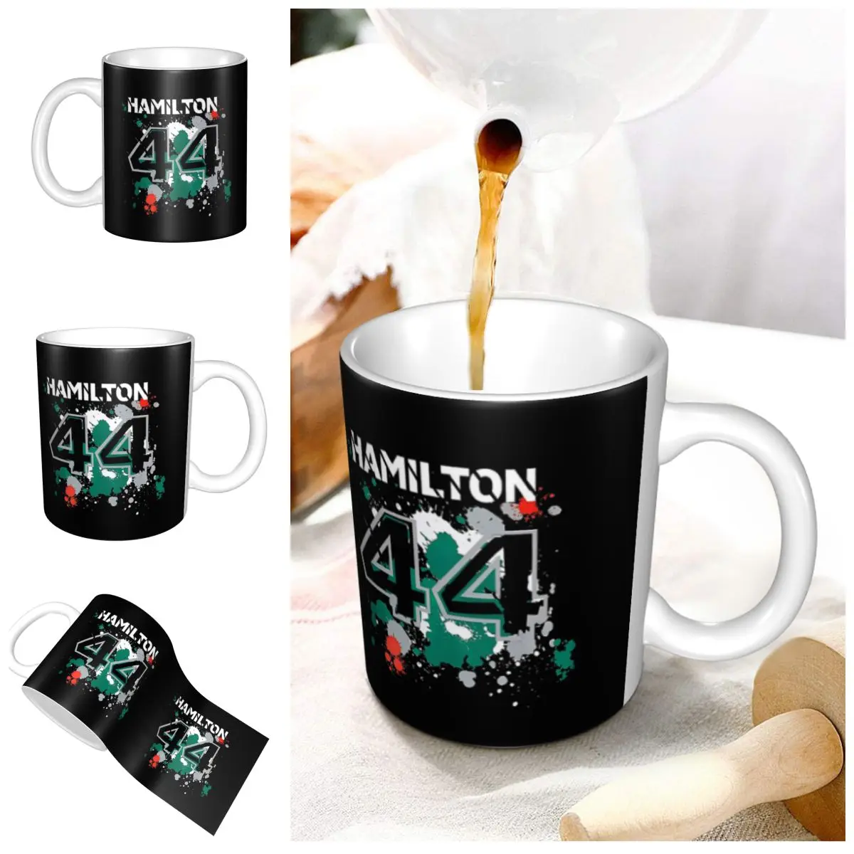 لويس هاميلتون 44 كوب مضحك أكواب القهوة السيراميك أكواب الشاي كوب حليب درينكوير هدايا للمرأة الرجل #6