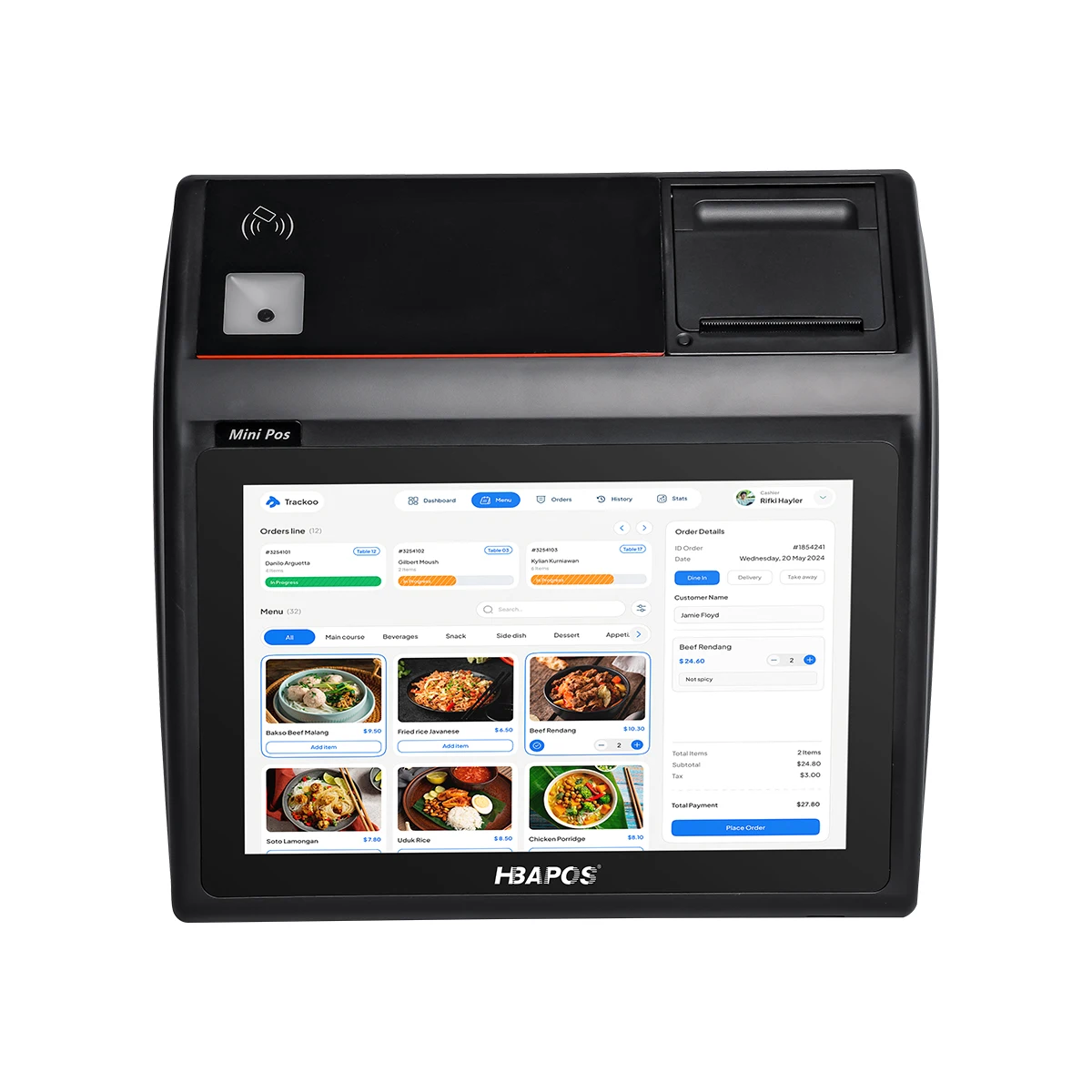 HBA-Q1M Android Restaurant Retail Billing Printer Touch Pos Cashier Machine Pos Terminal Cash Register All in One Pos Systems.
