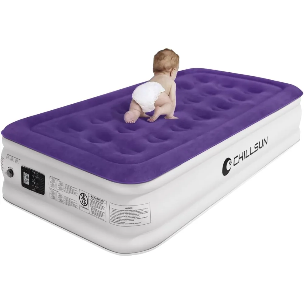 Matelas pneumatique gonflable avec pompe intégrée, lit gonflable, auto-gonflage rapide, surface supérieure confortable, 3 minutes