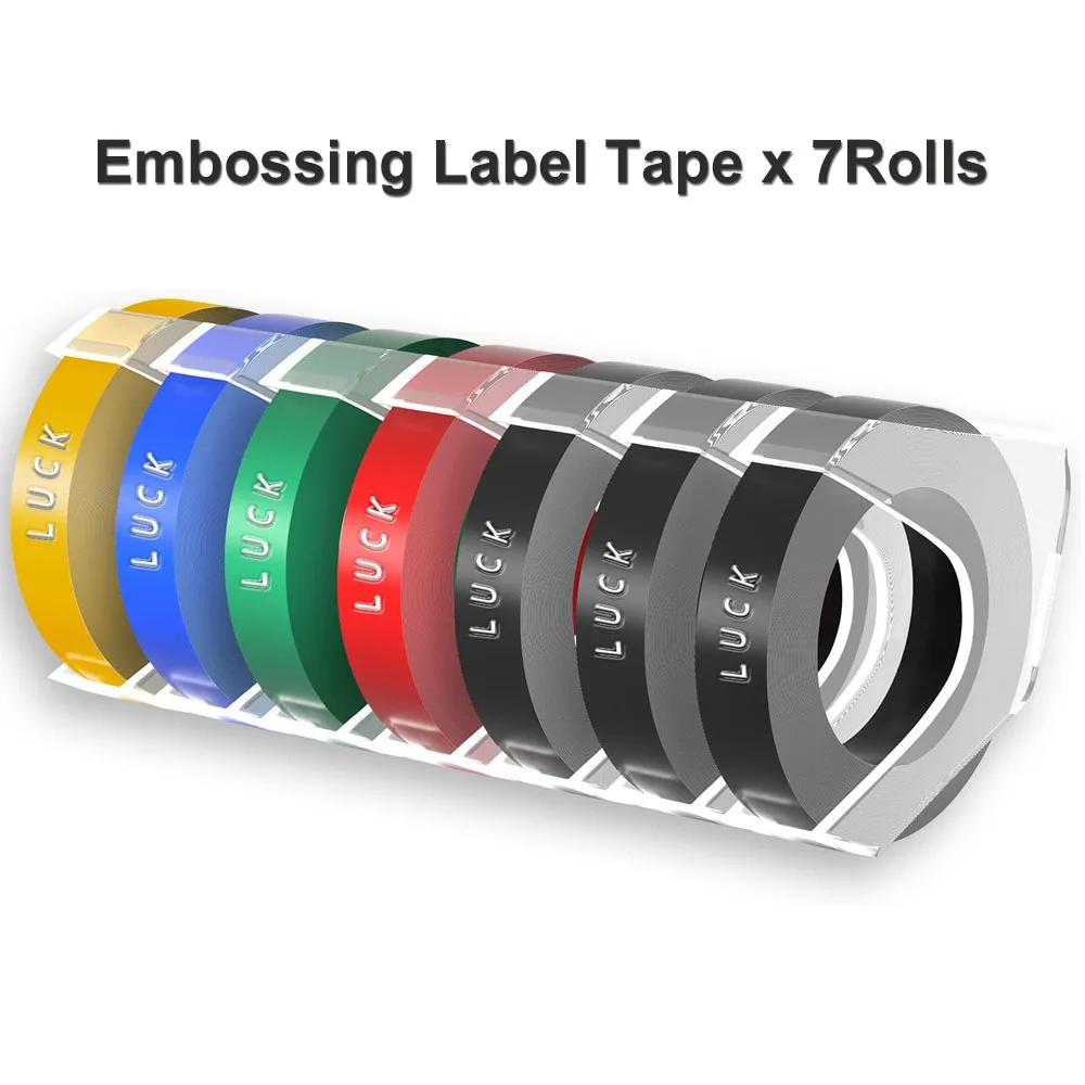 Embossing Label Tape Compatible for Dymo Embossing Label Maker Organizer Xpress Pro 12965 12966 1610 1880 Mini Printer 7Rolls