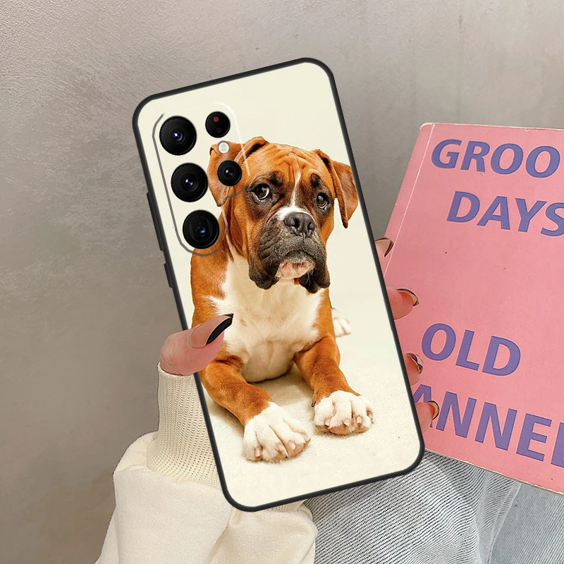 Etui z motywem psa rasy boxer na Samsung Galaxy S25 Ultra S20 S21 S22 S24 S23 Ultra S9 S10 Plus S25 FE Cover Coque
