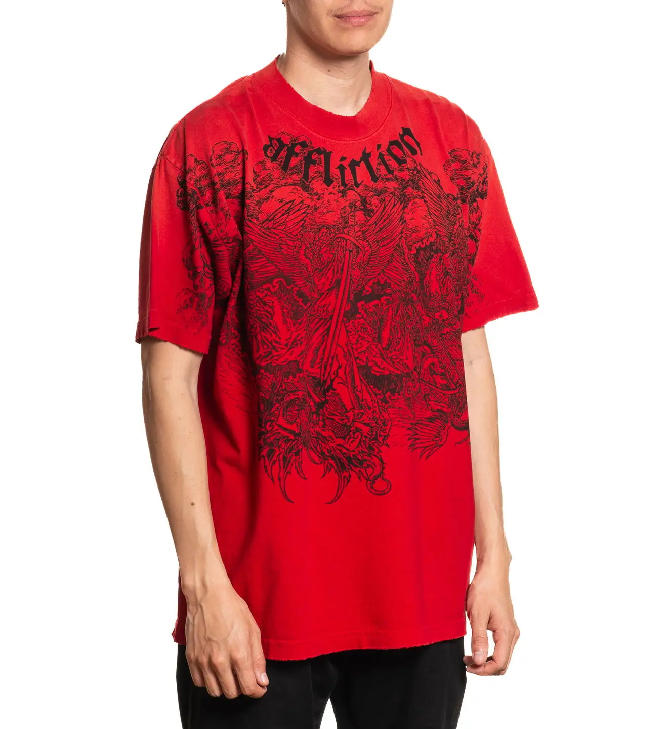 

Red Y2K T Shirt Women Vintage Pattern Print Casual Top Plus Size Harajuku Short Sleeve Gothic Streetwear