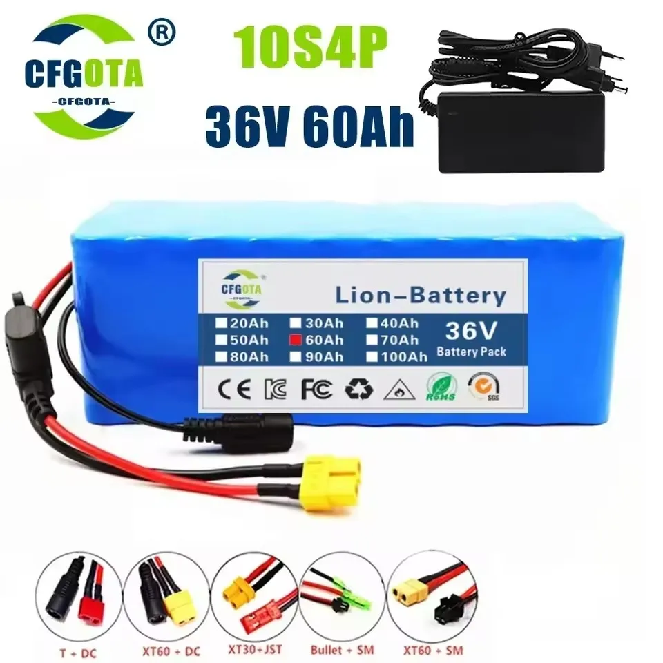 10S4P battery pack 18650 lithium-ion battery, 36V 100Ah, electric scooter replacement battery pack, long cycle life