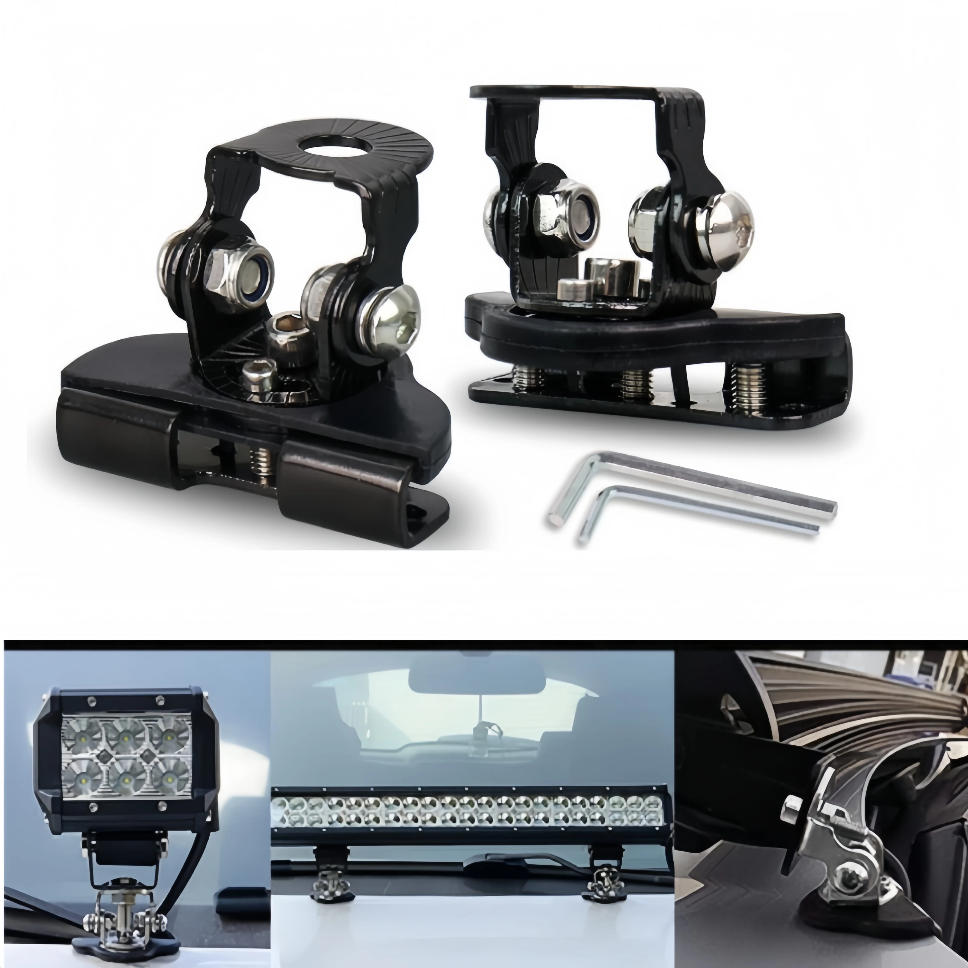 Universal Stainless Steel Hood Pillar Clamp Mount Bracket For Off Road LED Work Light Bar Car Roof Spot Pod Light 2Pcs Set
