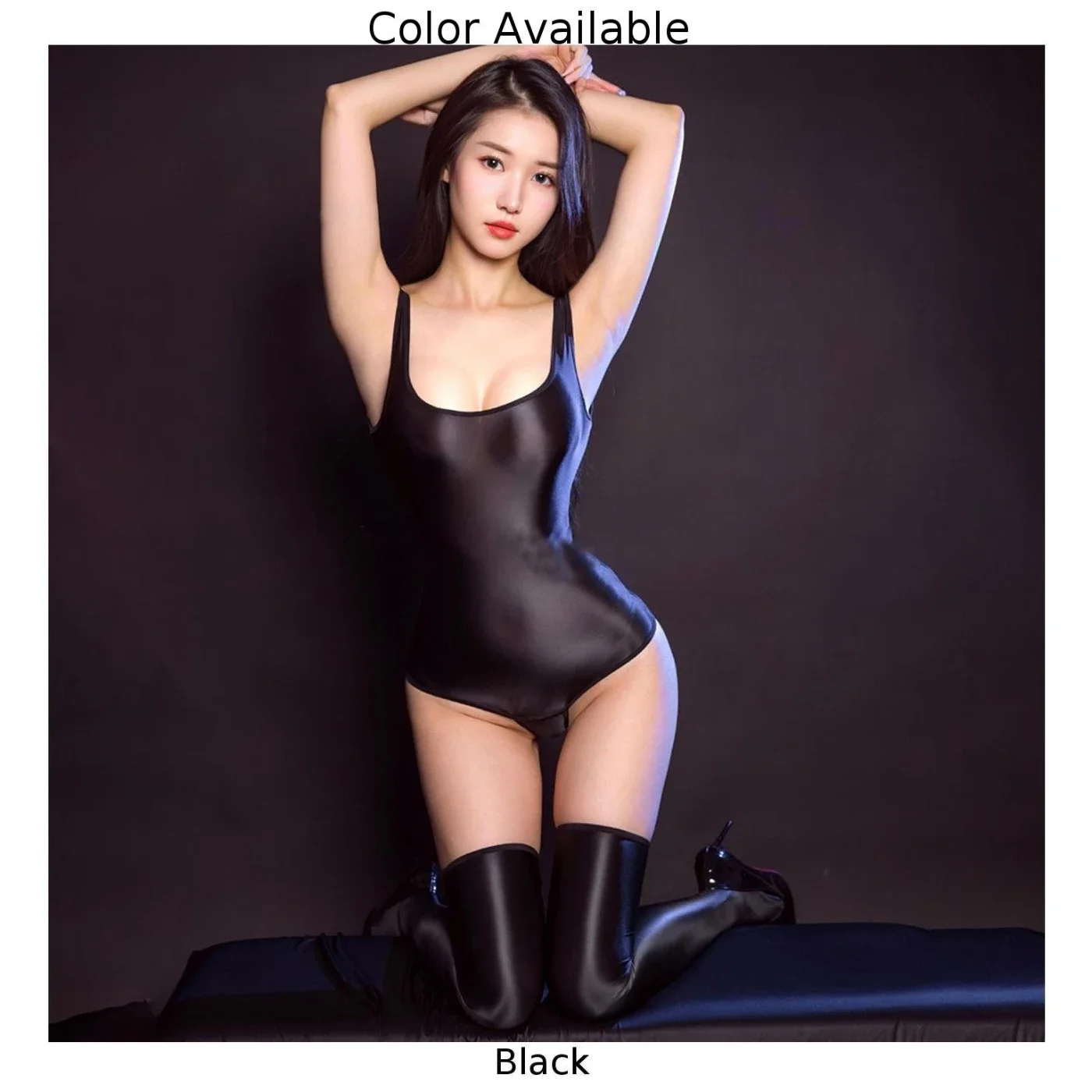 Women Sexy Bodysuit High Cut Leotard Backless Glossy Jumpsuits Crotchless Erotic Lingerie Clubwear See Through Tight Nightwear