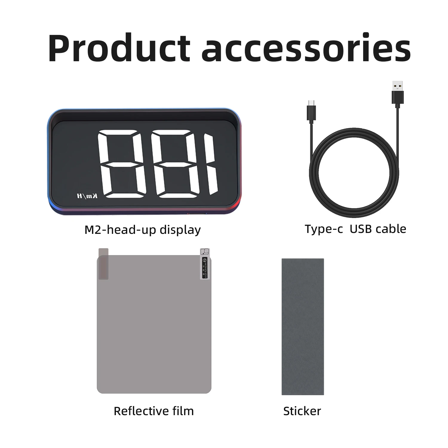 جهاز عرض رقمي للزجاج الأمامي HUD M2 شاشة عرض عالية الدقة للسيارة عداد السرعة GPS KMH لجميع ملحقات إلكترونيات السيارات