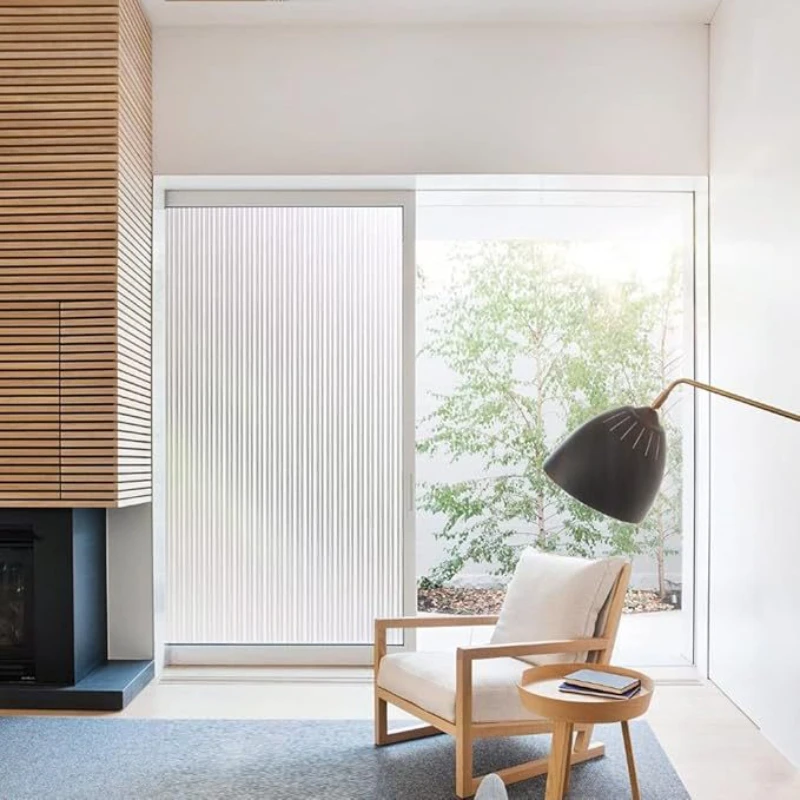 1 Roll White Reeded Glass Privacy Window Film Static Cling Removable for Bathroom Kitchen Sliding Door Cabinet Glass
