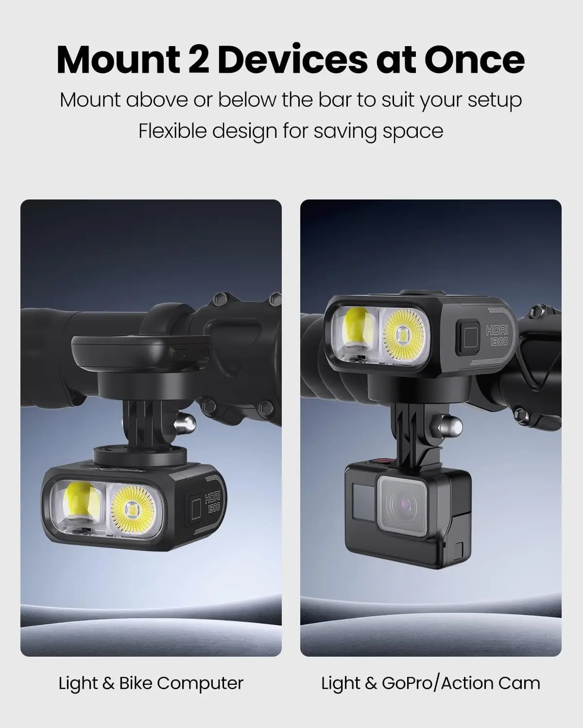 Magicshine HORI 1300 Dual Mounted Bike Light,Cut-off Line Beam Bicycle Light For Road,Commuting,Compatible With Garmin Computer