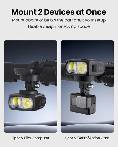 Imagen 2 del producto Magicshine HORI 1300 Luz de bicicleta de doble montaje, luz de bicicleta de haz de línea de corte para carretera, Commute, Compatible con computadora Garmin