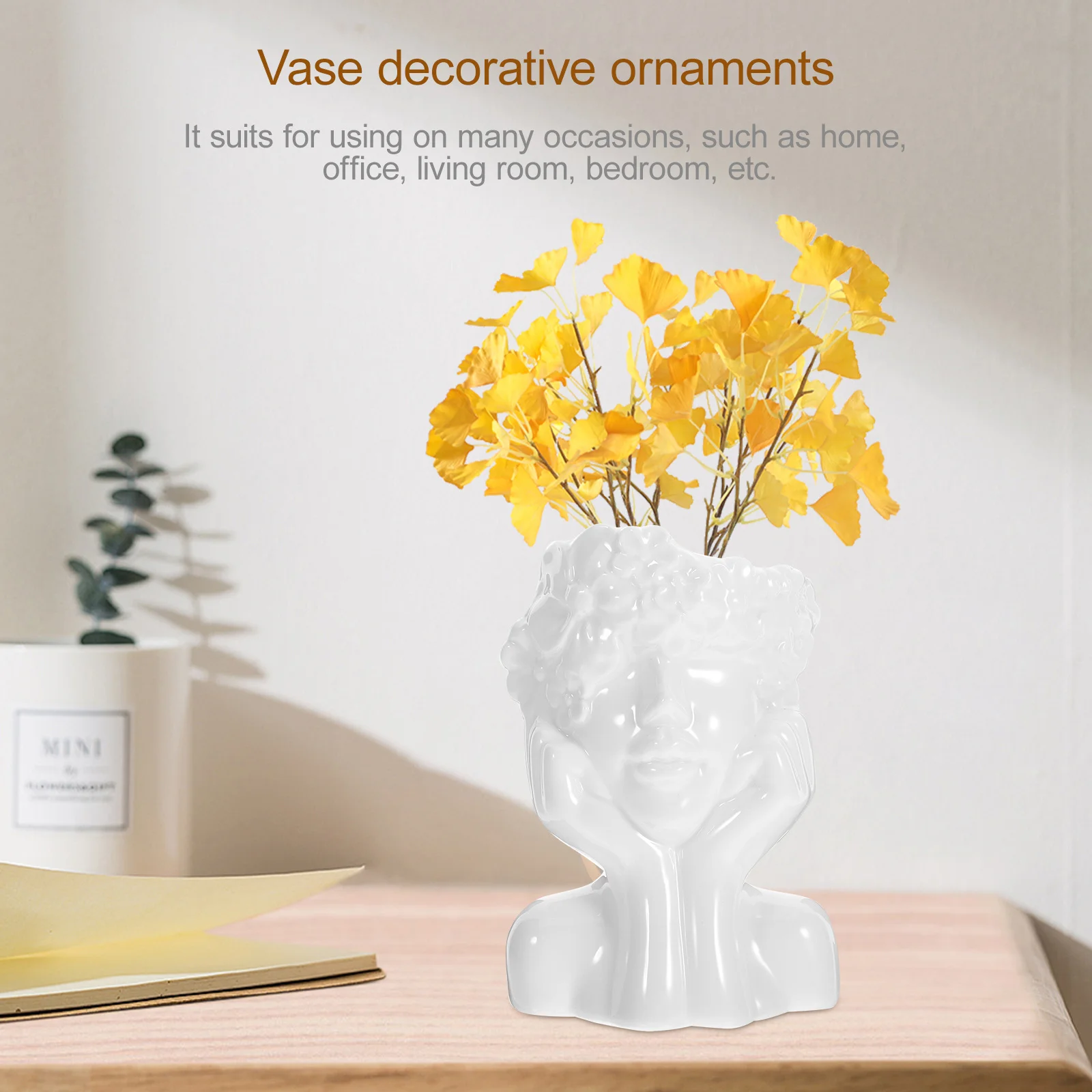 

Women Bust Ceramic Vase Elegant Flower Pot for Home Office Desktop Decoration Flower Arrangement Holder Ceramic Vase