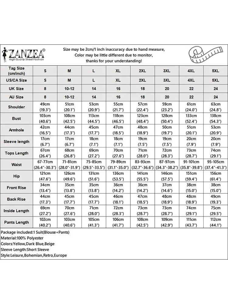 ZANZEA-Ensemble 2 Pièces Décontracté et Solide pour Femme, T-shirt à Manches Courtes, Ceinture, Jambes Larges, Survêtement d'Été 2024