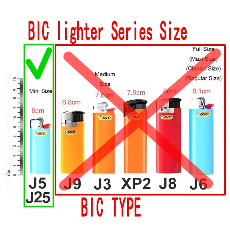 Banana Shaped Metal Case for BIC lighter mini J5 Golden Pattern Gas Lighter Decorative Shell