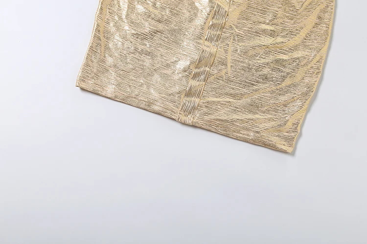 Kliou Sexy Glänzendes Gold-Minikleid für Damen, Neckholder, Tiefer Ausschnitt, Rückenfrei, Ärmellos, Figurbetont, Pfirsichfarben, Hüftbetont, Nachtclub-Party-Mode, Bodycon – Detail 9