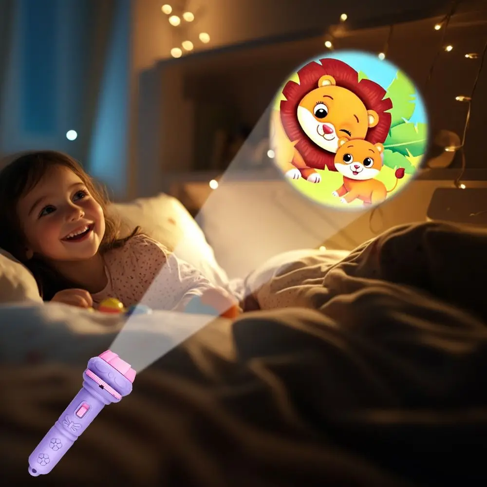 24-cartoonpatronen Projectiezaklamp Veelkleurig Bedtijd leren Diaprojectorzaklamp Vroeg onderwijs Gloeiende zaklamp