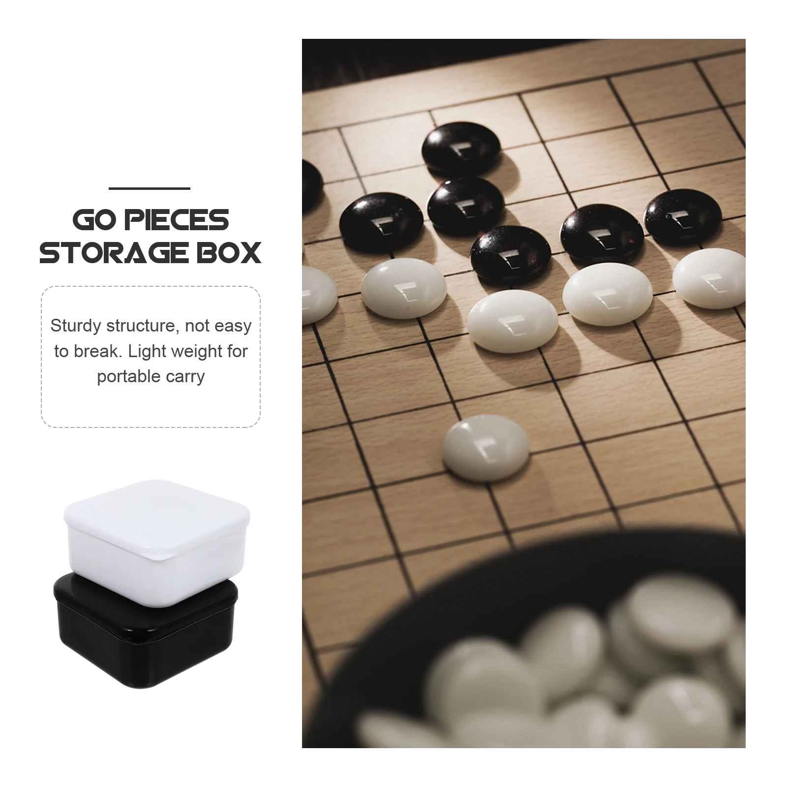 

2pcs Chess Jar Storage Box Go Game Supplies Plastic Containers Beads Boxes Holder Sturdy Lightweight Portable Kids Students