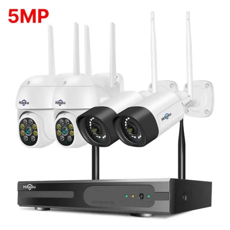 

Hiseeu 5MP Wireless WiFi Camera System Outdoor Motion Tracking Audio Video Recorder CCTV Cameras 10CH NVR Video Surveillance Kit