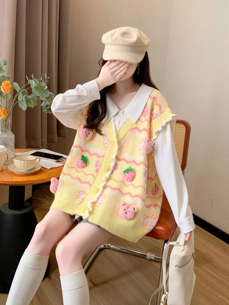 

Sweet Sle, ранняя осень, новый японский открытый кардиган для девочек, свитер против старения, милый вязаный жилет, многослойное украшение с кисточками