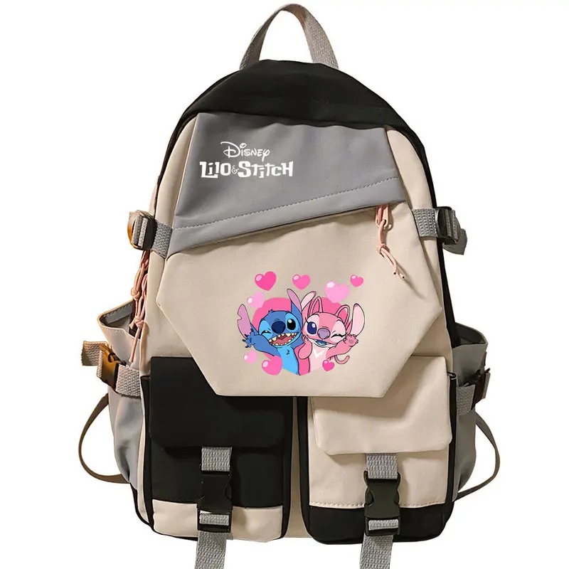 New Disney Anime Cartoon Print Kawaii Stitch High School Student Leisure Travel Durable Large Capacity Canvas Backpack