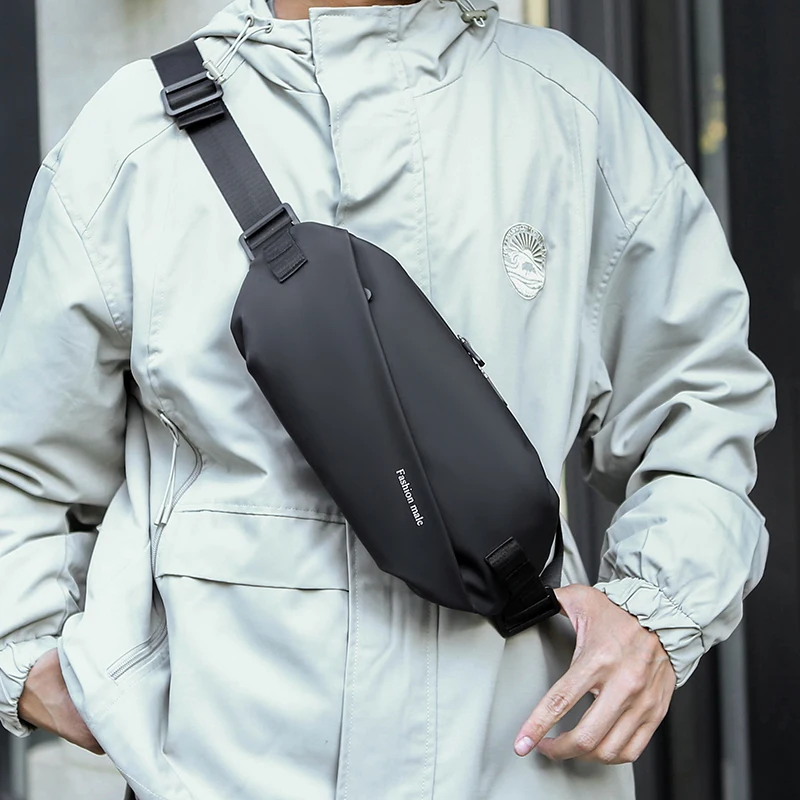 Sac de taille |   sac de poitrine à la mode adapté aux activités de randonnée, de course et de plein air, noir, conception de suture durable